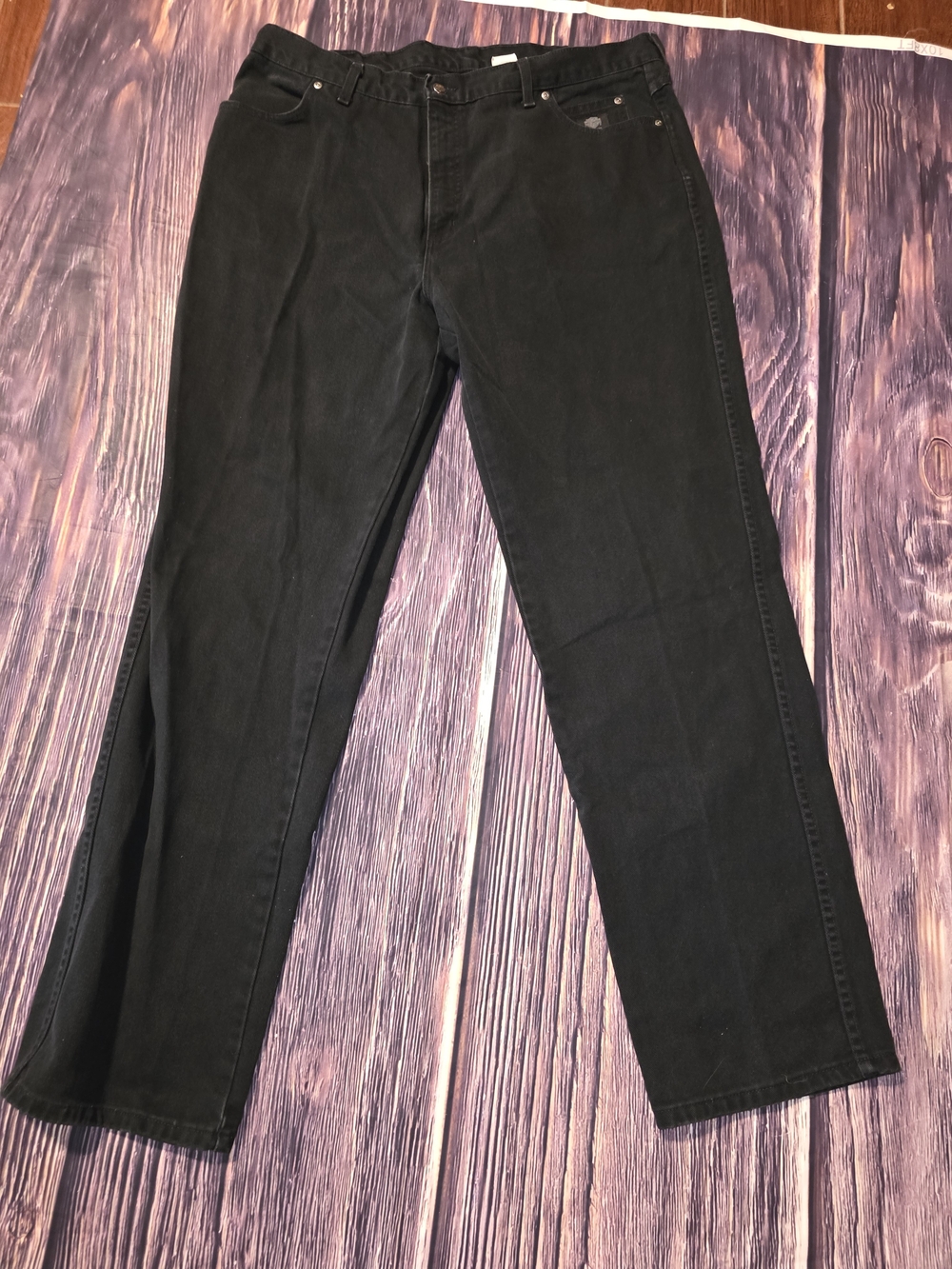Vintage Harley Davidson Black Denim Jeans 42x36 Relaxed Fit Made in USA 2001